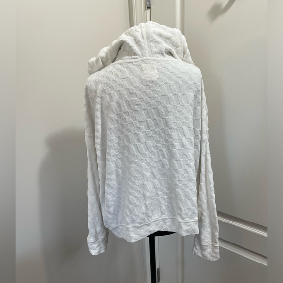 Billabong Women's White Check Hooded Sweatshirt Size L Casual Fall - Picture 6 of 12